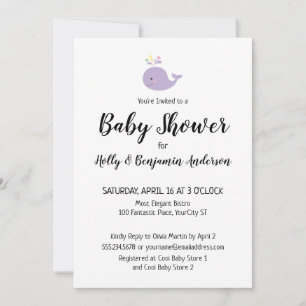 Einfache Lavendelwal-Paar-Baby-Party Einladung