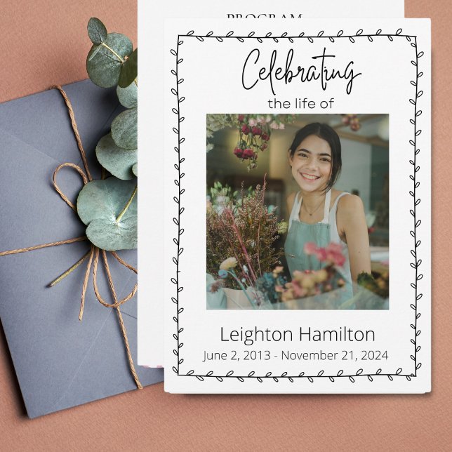 Einfache Leaf-Beerdigung - Feier des Lebensprogram Einladung (Von Creator hochgeladen)