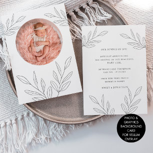 Einfache Leaf Foto Baby Girl Geburtserklärung Ankündigung