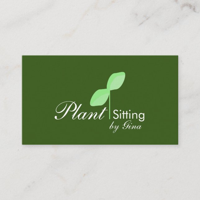 Einfache Leaf-Pflanze-Sitting-Logo-Visitenkarte Visitenkarte (Vorderseite)