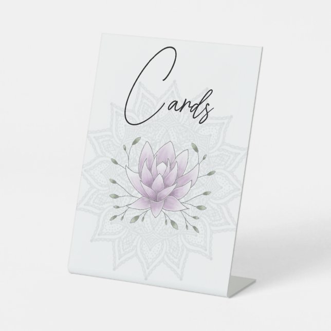 Einfache Leaf & Pink Lotus mit Mandala Wedding Car Sockelschild (Vorderseite)