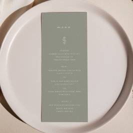 Einfache Leaf Sage Green Wedding Dinner Flat Menu Menükarte