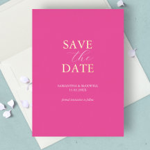 Einfache, lebendige Rosa Save the Date Hochzeit