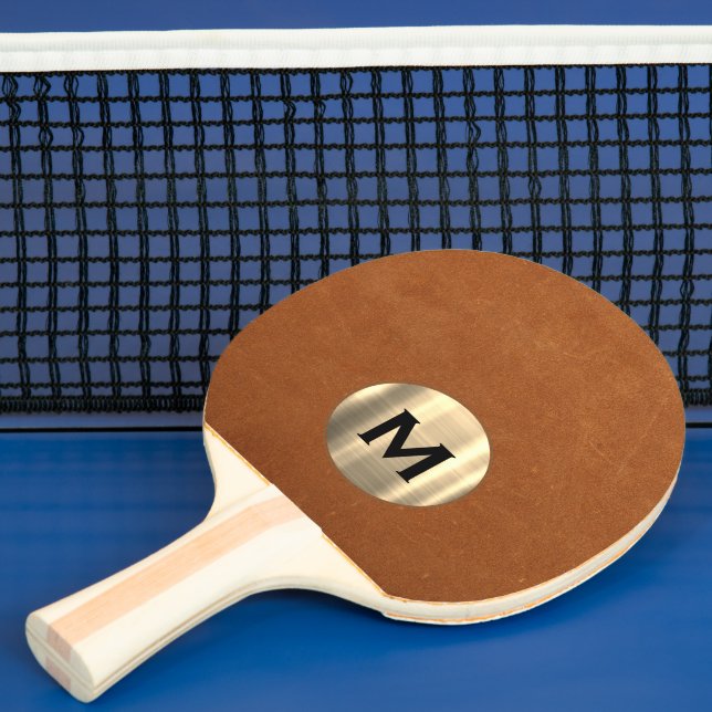 Einfache Ledergoldmonogramm Tischtennis Schläger (InSitu)