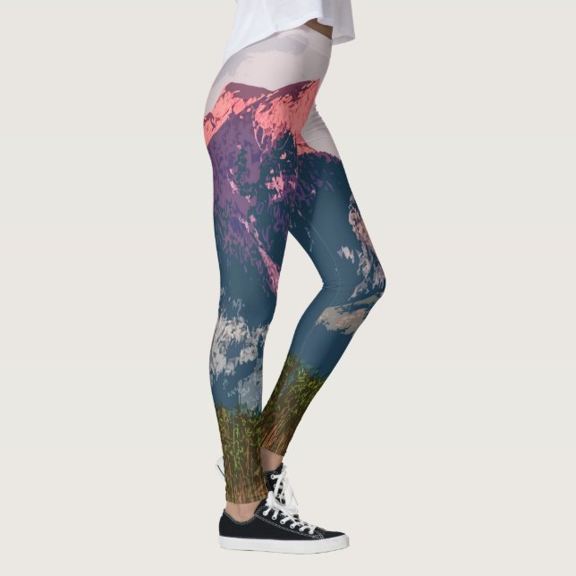 Einfache Leggings der Gebirgslandschaftsgrafik-| (Rechts)