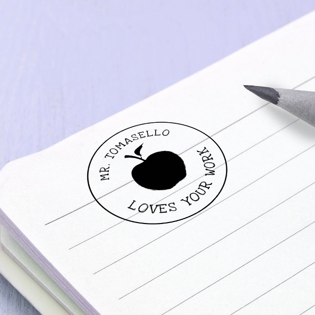 Einfache Lehrer Lieben Ihre Arbeit Apple Permastempel (Simple Teacher Loves Your Work Apple Self-inking Stamp)