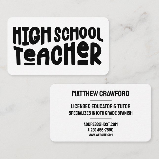 Einfache Lehrerin Visitenkarte (Vorne/Hinten)