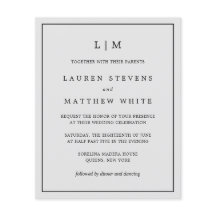 Einfache leichte, graue Monogramm Budget Hochzeit 