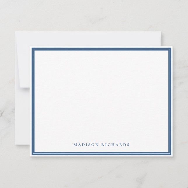 Einfache leichte Navy Blue Border Personalisiert Mitteilungskarte (Vorderseite)