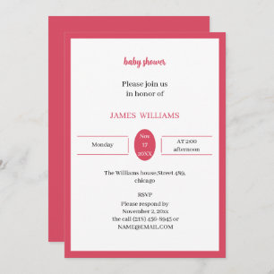 Einfache leichte Rose mit individueller Babydusche Einladung