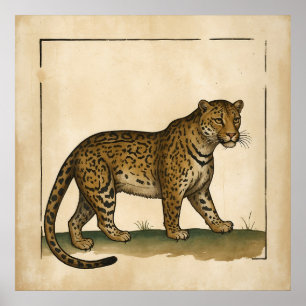 Einfache Leopardenkunst im alten Stil Poster