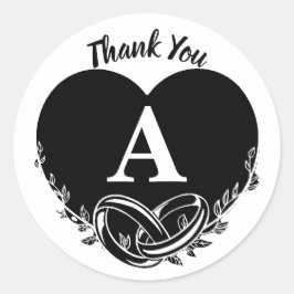 Einfache Letter A Heart Foliage Hochzeit Vielen Da Runder Aufkleber