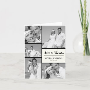 Einfache Liebe & Dank 5 Multi-Foto Moderne Hochzei Dankeskarte