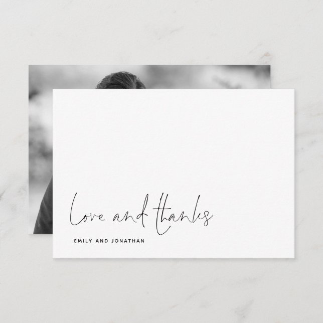 Einfache Liebe Dank Script Foto Wedding Vielen Dan Mitteilungskarte (Vorne/Hinten)