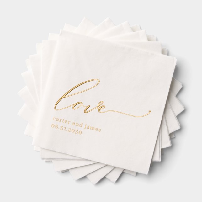 Einfache Liebe, geprägt von Hochzeiten von Napkins Servietten Mit Folie (Insitu (Gestapelt))