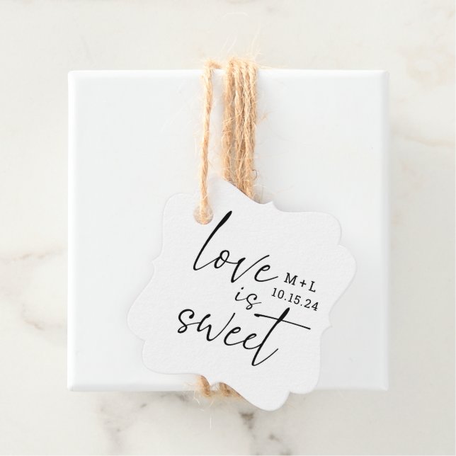 Einfache Liebe ist eine süße Kalligrafie-Hochzeit Geschenkanhänger (Beispiel)