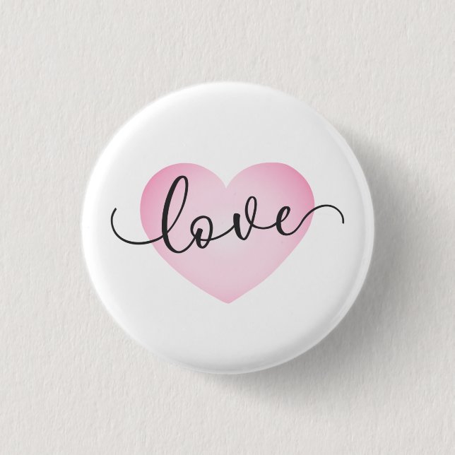 Einfache Liebe Kalligraphie Valentine | Schaltfläc Button (Vorderseite)