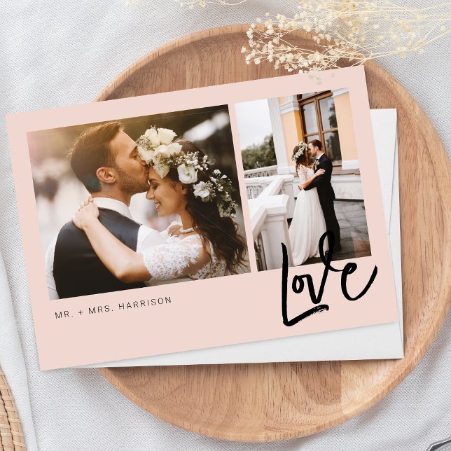 Einfache Liebe Script 2 Fotos Hochzeit Dankeskarte (Von Creator hochgeladen)
