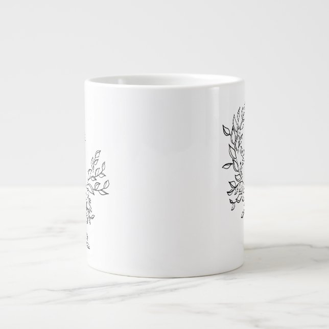 Einfache Liebe Script Botanische Kranzpaare Jumbo-Tasse (Vorderseite)
