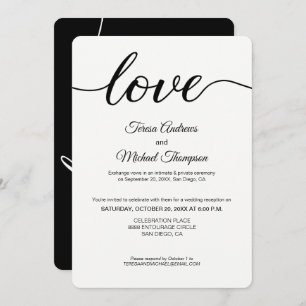 Einfache Liebe Script Elopement Hochzeitsempfang Einladung