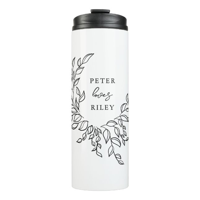 Einfache Liebe Skript Botanische Krustenpaare Gesc Thermosbecher (Vorderseite)