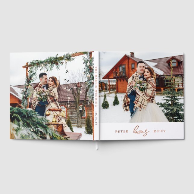 Einfache Liebe Skript Zwei Foto Hochzeit Gästebuch (Voll)