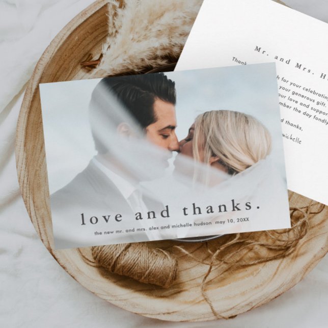 Einfache Liebe und Dank für das Hochzeitsstift Fot Dankeskarte (Simple love and thanks wedding photo thank you card.)