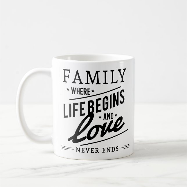 Einfache Liebe Wärme Zitat Familienweißer Schwarz  Kaffeetasse (Links)