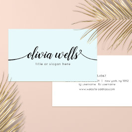 Einfache Light Blue-handgeschriebene Script-Kallig Visitenkarte