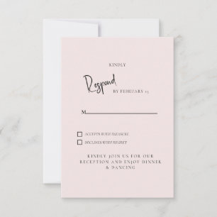 Einfache Light Blush Hochzeits-RSVP RSVP Karte