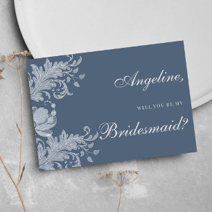 Einfache lila blaue Blumenspitze Bridesmaid Einladung