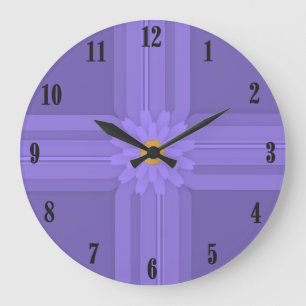 Einfache lila Blume auf modernem Kreuz Große Wanduhr