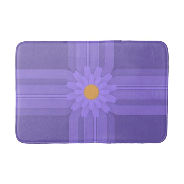 Einfache Lila Blume über Cross Modern Badematte (Vorderseite)
