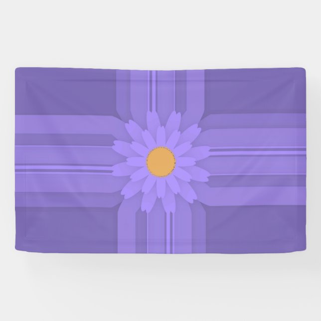 Einfache Lila Blume über Cross Modern Banner (Horizontal)