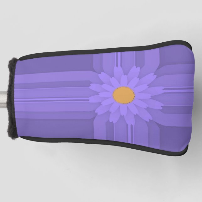 Einfache Lila Blume über Cross Modern Golf Headcover (Vorderseite)