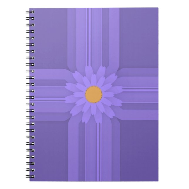 Einfache Lila Blume über Cross Modern Notizblock (Vorderseite)