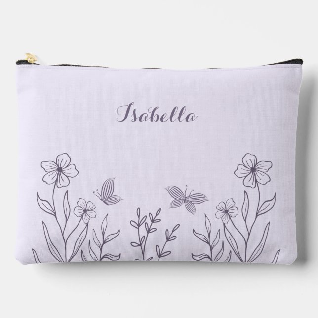 Einfache lila Blumen Zubehörtasche (Vorderseite)