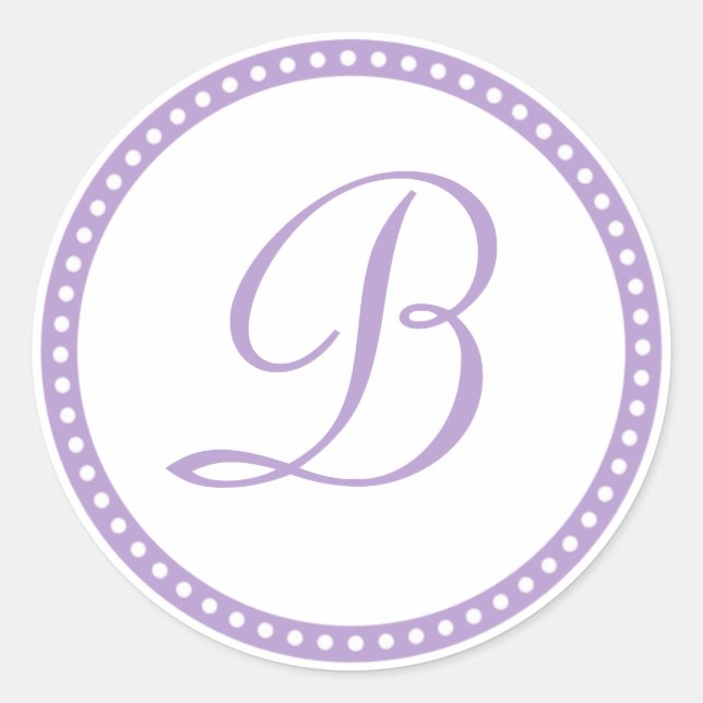 Einfache Lila-Dot-Monogramm-Anfangskleber Runder Aufkleber (Vorderseite)