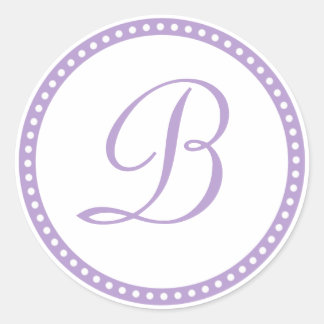 Einfache Lila-Dot-Monogramm-Anfangskleber Runder Aufkleber