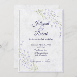 Einfache lila Hochzeit Einladung
