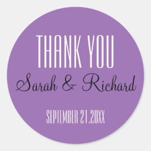Einfache Lila Hochzeit Vielen Dank Runder Aufkleber