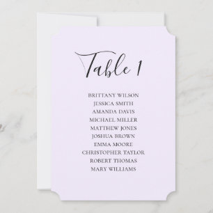 Einfache lila Hochzeitssitzkarte. Modernes Drehbuc Einladung