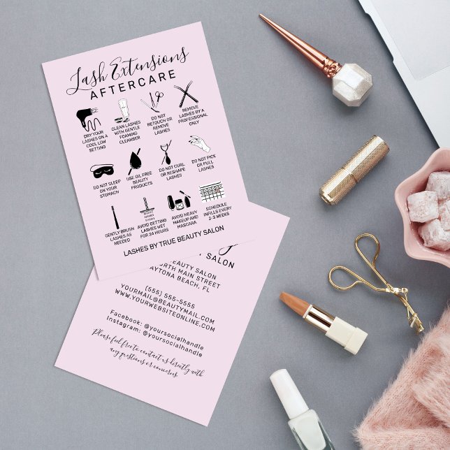 Einfache Lila Lash-Erweiterungen Aftercare-Symbol Visitenkarte (Von Creator hochgeladen)