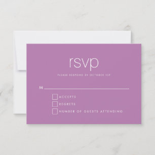 Einfache Lila moderne Hochzeit RSVP Karte