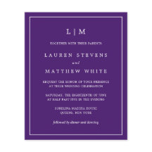 Einfache Lila Mongramm-Einladung