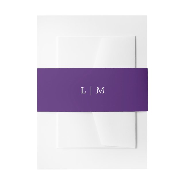 Einfache Lila Monogram Elegante Hochzeit Einladungsbanderole (Vorderseite Beispiel)