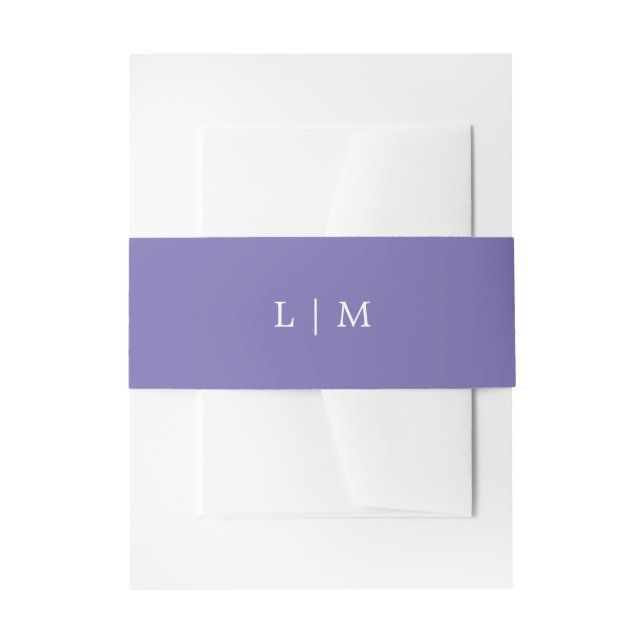 Einfache Lila Monogram Minimal Elegante Hochzeit Einladungsbanderole (Vorderseite Beispiel)