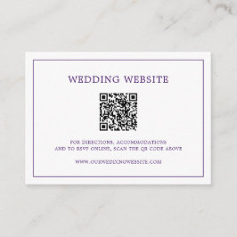 Einfache Lila Monogram QR Code Elegante Hochzeit Begleitkarte