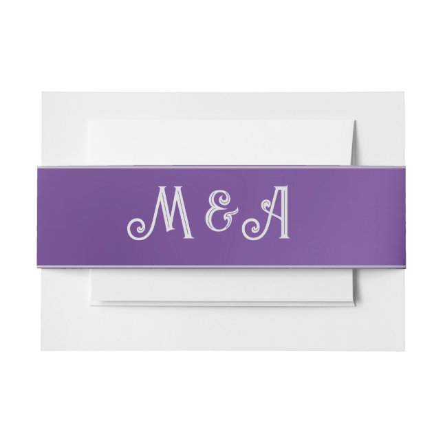 Einfache Lila Ombre Monogram Einladungsbanderole (Vorderseite Beispiel)