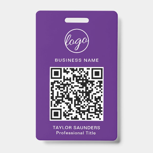 Einfache Lila QR-Code-Mitarbeiter-ID Ausweis (Vorderseite)